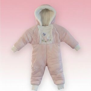 80’s Vintage Beatrix Potter Baby Snowsuit | Quiltex Pink Stripe Duck | 24M 🍼